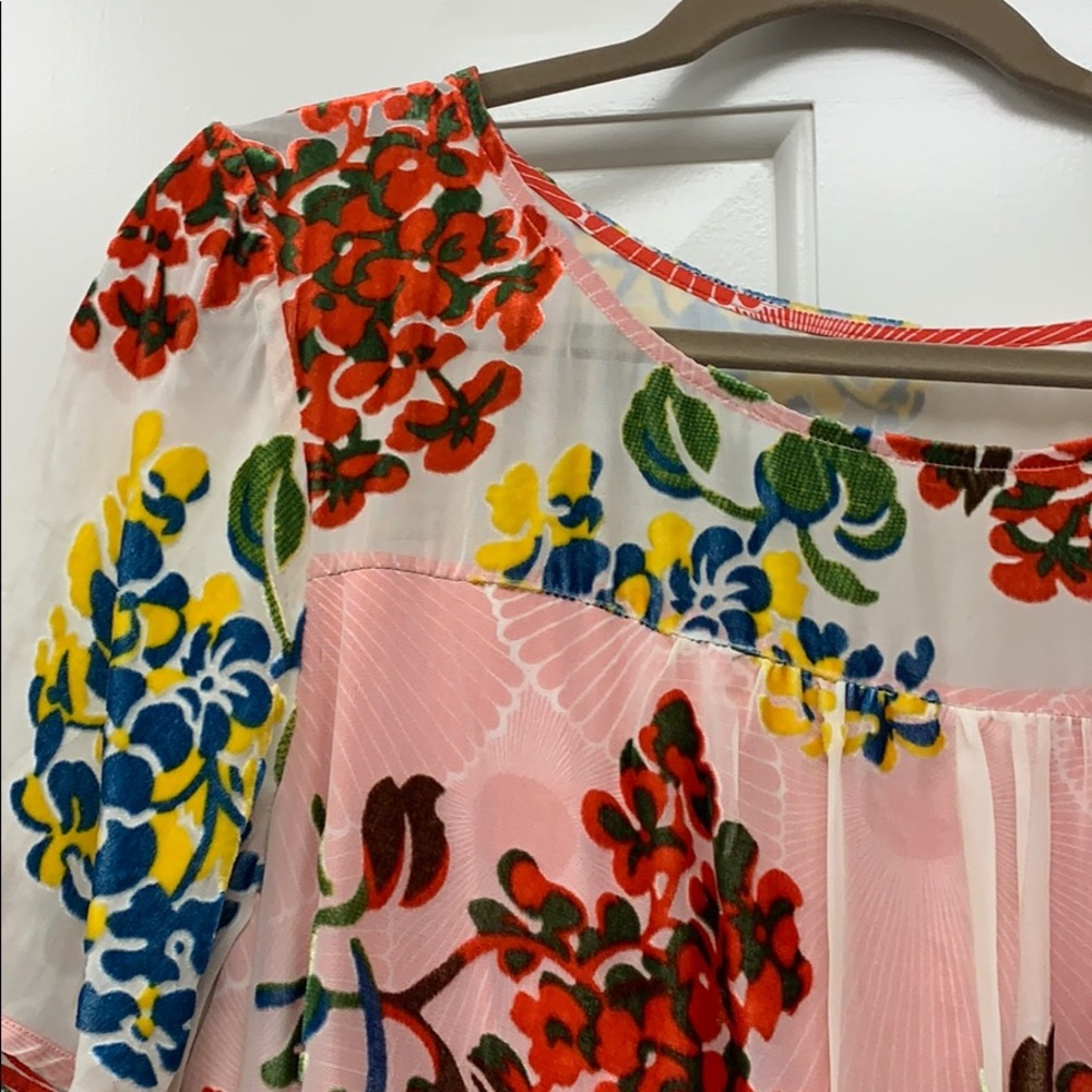 BEAUTIFUL dress! Sheer overlay with velvet flowers